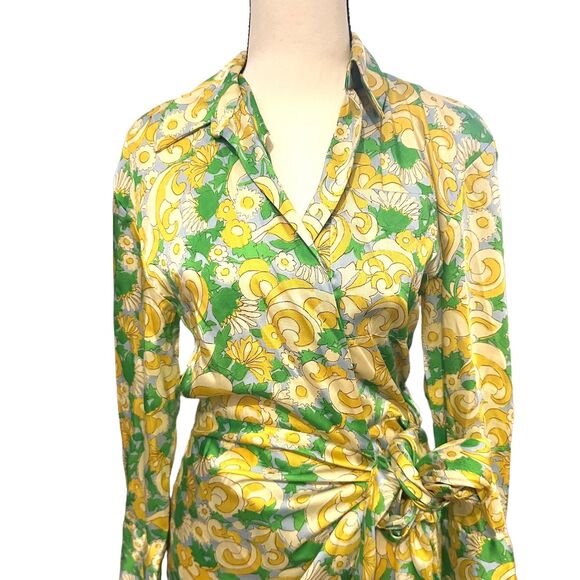 ZARA‎ Retro Satin Wrap Mini Dress Sz XS - Picture 4 of 5